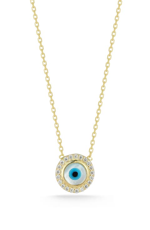 Cubic Zirconia & Mother-of-Pearl Evil Eye Pendant Necklace