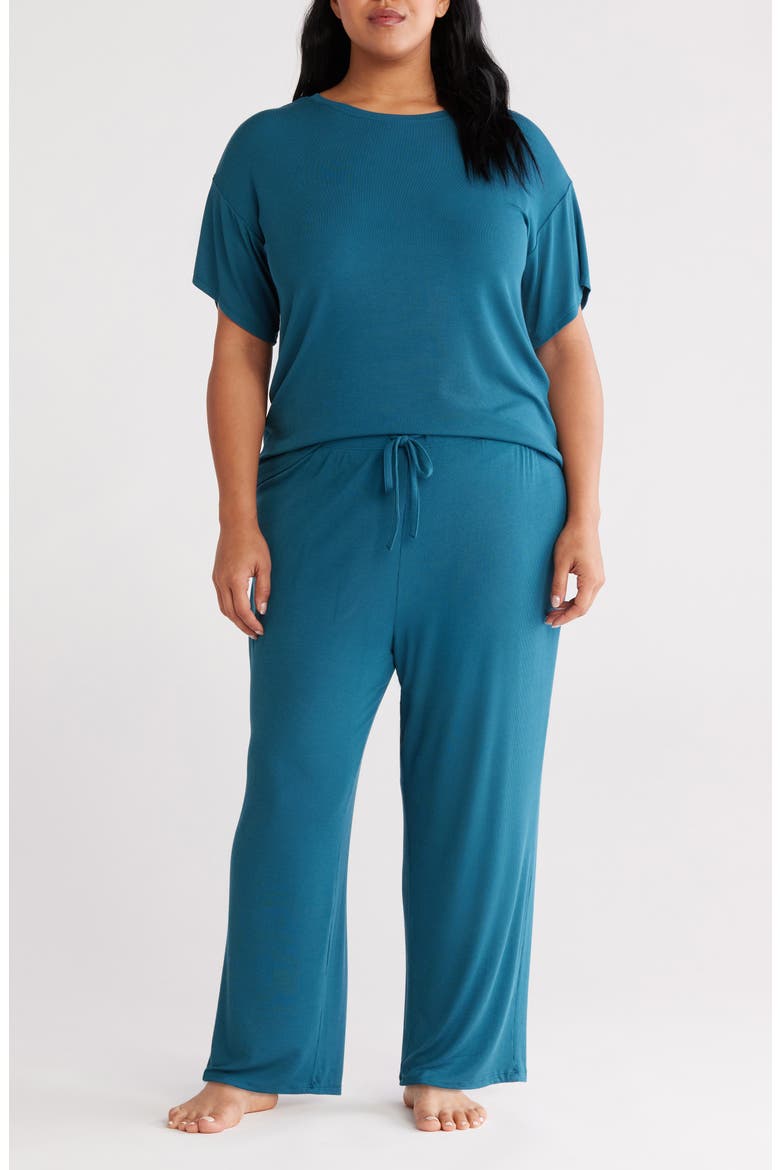 Moonlight Eco Easy Rib Pajamas, Main, color, TEAL SEAGATE