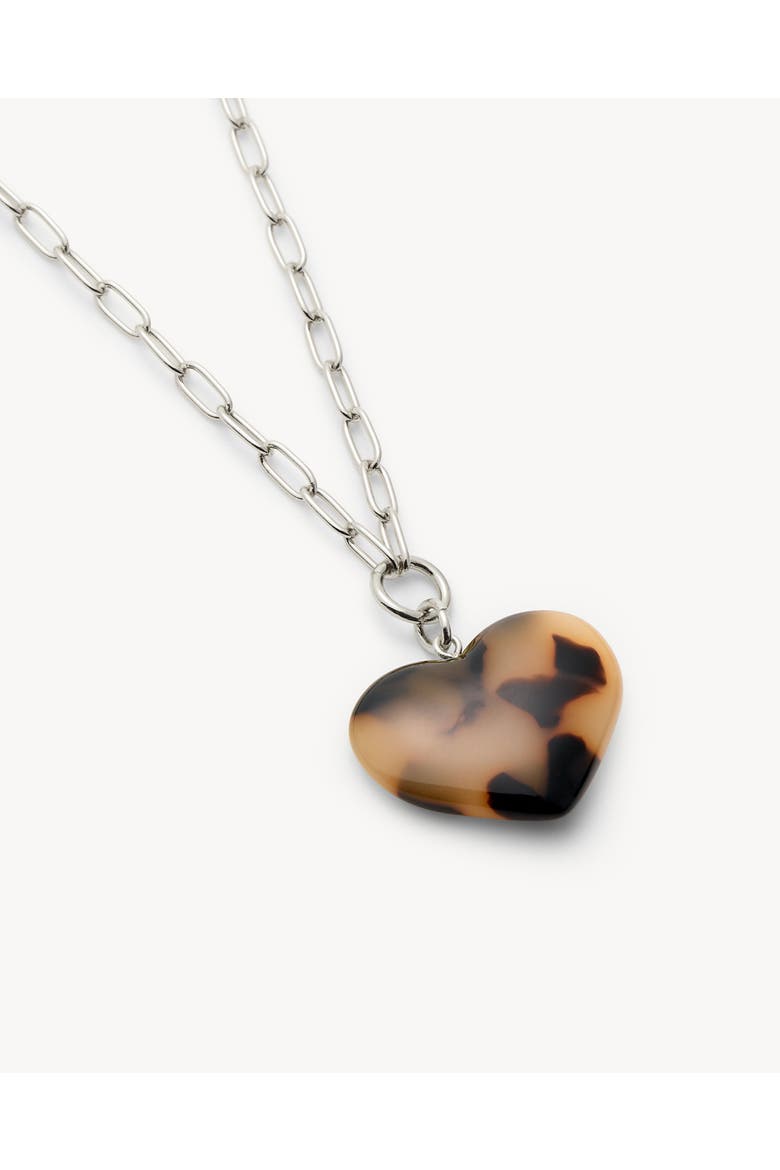 Midi Heart Pendant Necklace, Alternate, color, Blonde Tortoise