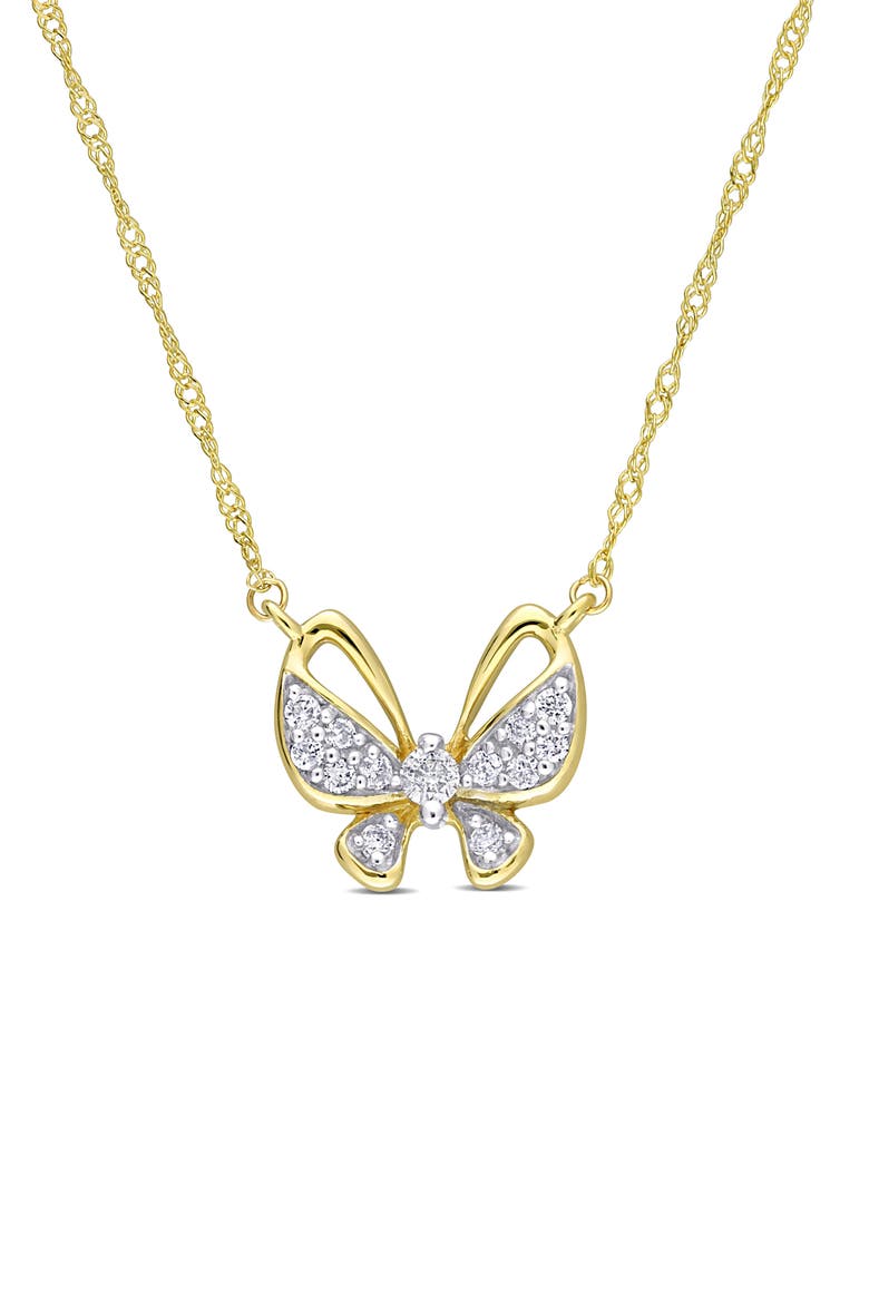 Diamond Butterfly Pendant Necklace - 0.12ct., Main, color, GOLD