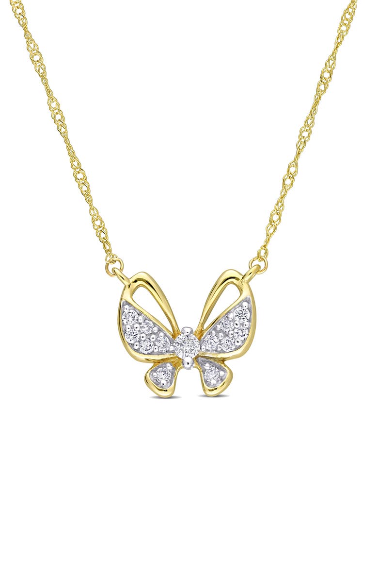 DELMAR Diamond Butterfly Pendant Necklace - 0.12ct., Main, color, Gold