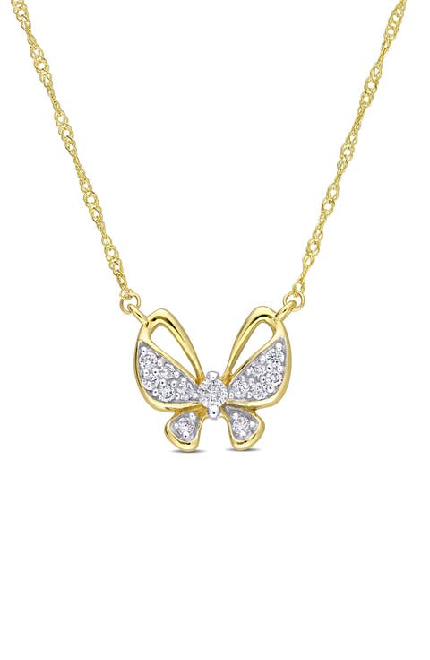 Diamond Butterfly Pendant Necklace - 0.12ct.