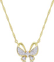 DELMAR Diamond Butterfly Pendant Necklace - 0.12ct.