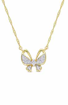 DELMAR Diamond Butterfly Pendant Necklace - 0.12ct.