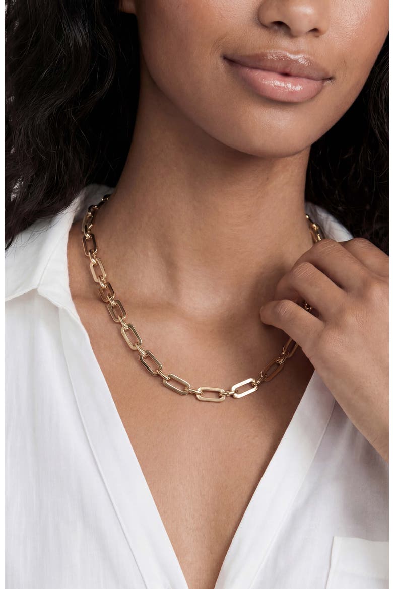 Rectangular Chain Necklace, Alternate, color, GOLD