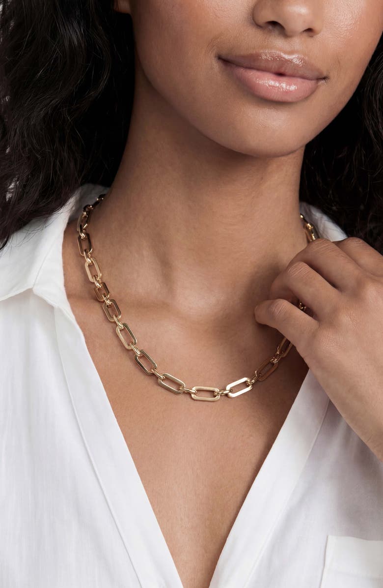 Ettika Rectangular Chain Necklace, Alternate, color, Gold