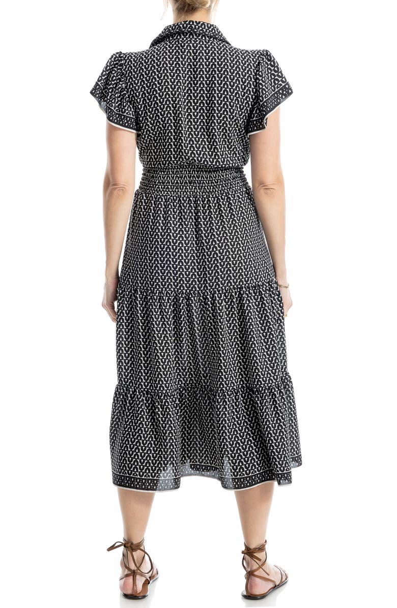 MAX STUDIO Floral Tie Front Shirtdress, Alternate, color, Cream/ Black Petal