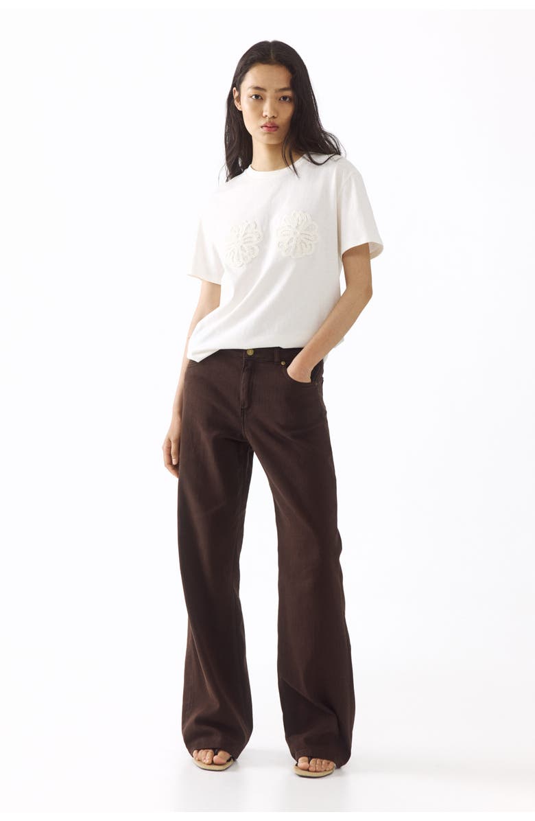 H&M Straight Twill Trousers, Alternate, color, Dark Brown