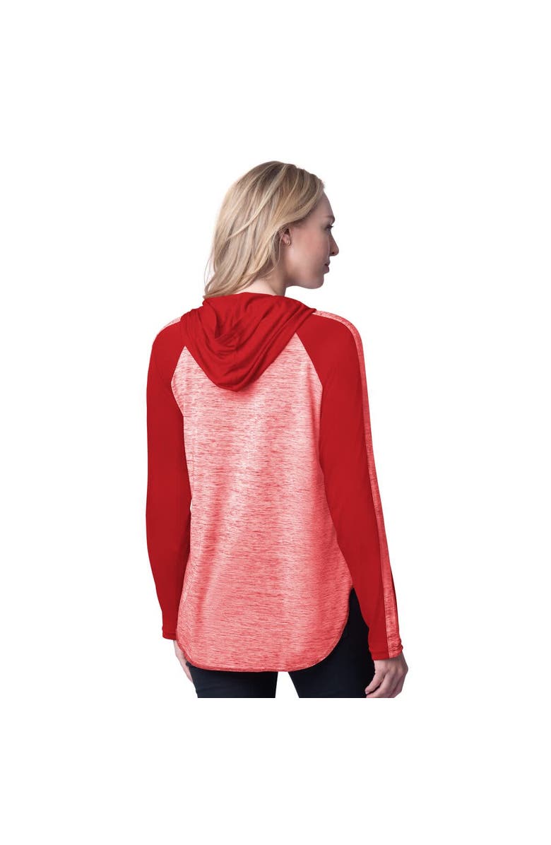 G-III 4HER BY CARL BANKS Women's G-III 4Her by Carl Banks Scarlet Nebraska Huskers Underdog Bling Raglan Long Sleeve Hoodie T-Shirt, Alternate, color,