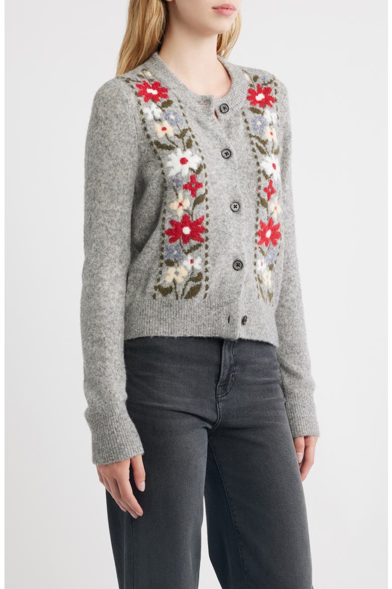 Millie Embroidered Cardigan, Alternate, color, GREY FLORA