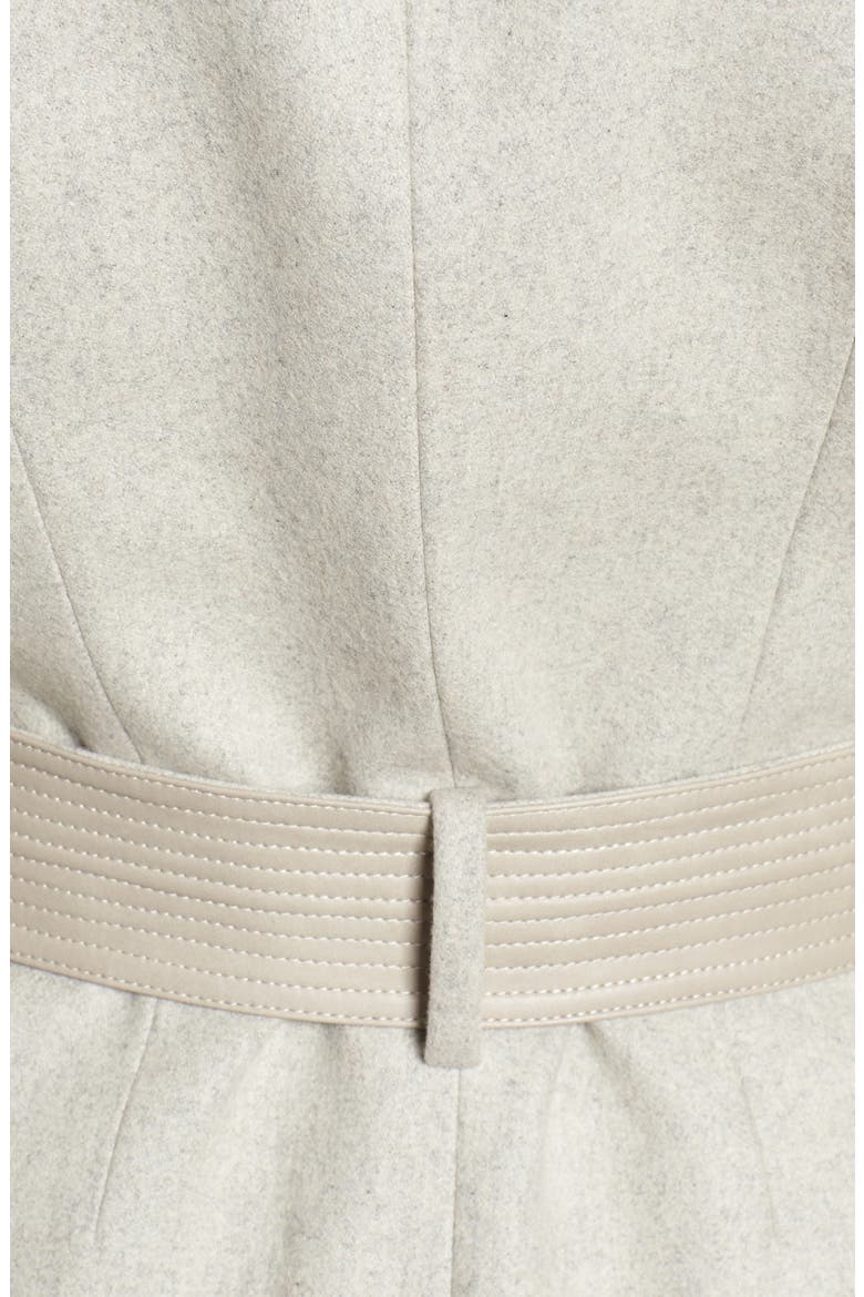 Badgley Mischka Faux Leather Trim Wool Blend Coat, Alternate, color, FLINT