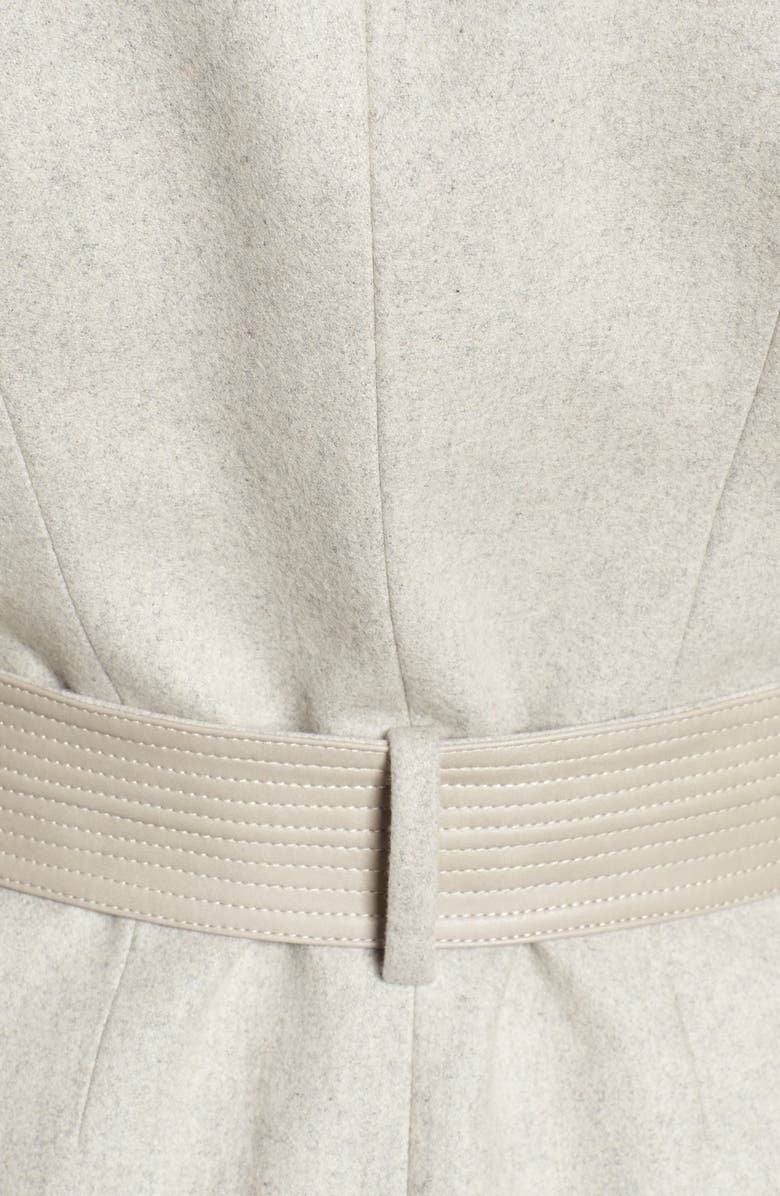 Badgley Mischka Collection Badgley Mischka Faux Leather Trim Wool Blend Coat, Alternate, color, Flint