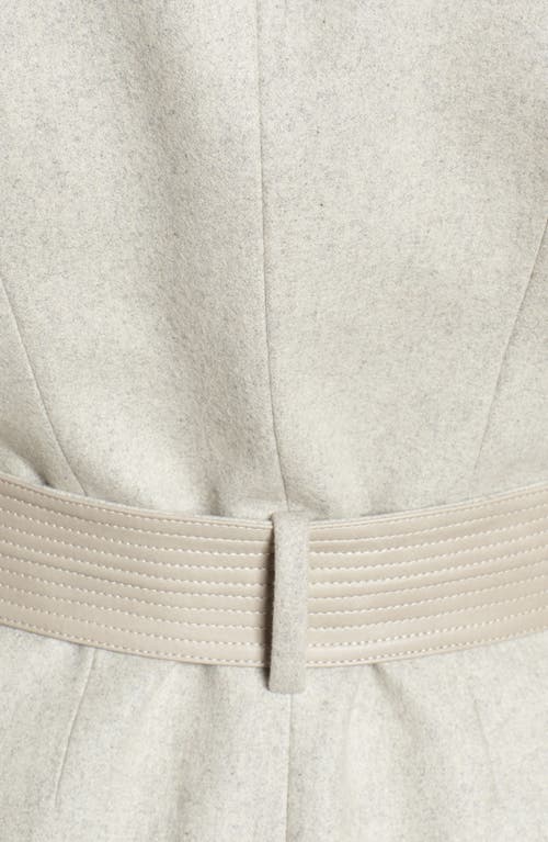 Badgley Mischka Collection Faux Leather Trim Wool Blend Coat In Gray