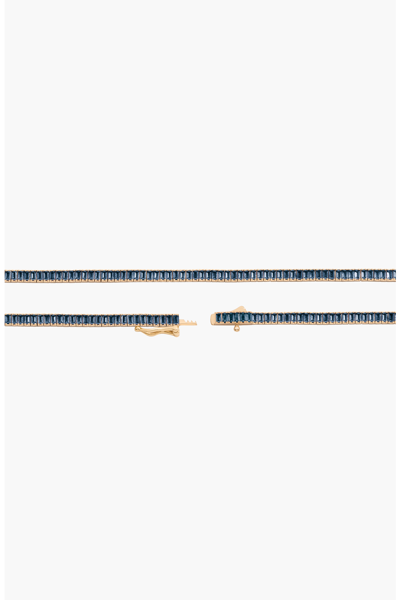 Lab Grown Blue Sapphire Baguette Tennis Necklace, Alternate, color, Yellow Gold Vermeil
