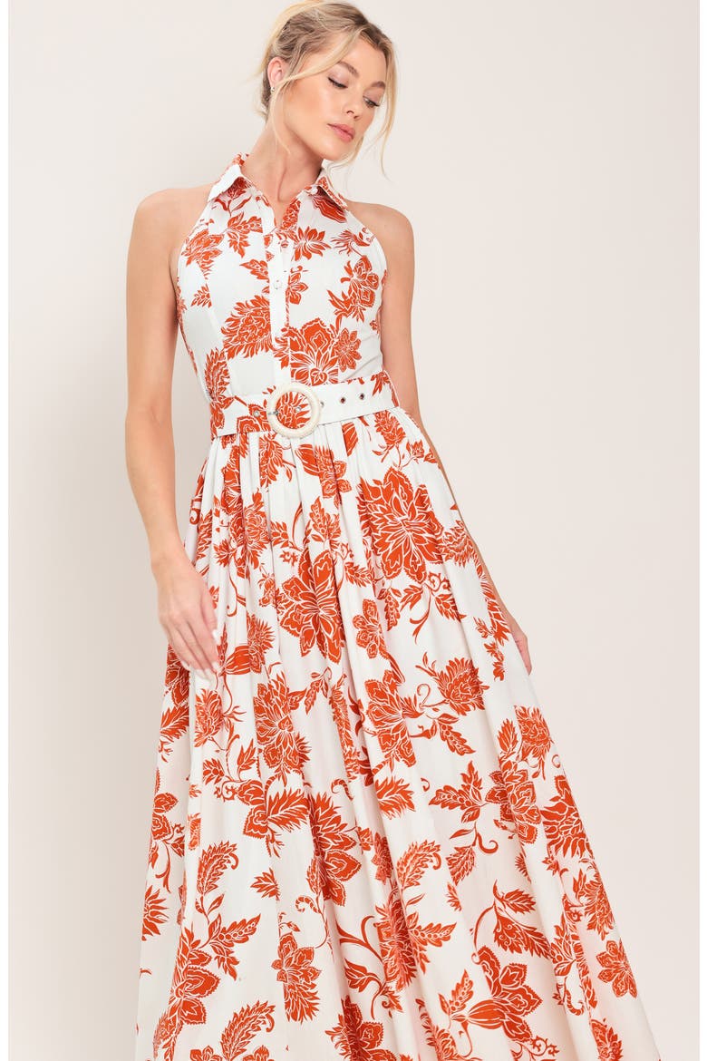 Belted Maxi Shirtdress, Alternate, color, IVORY RUST