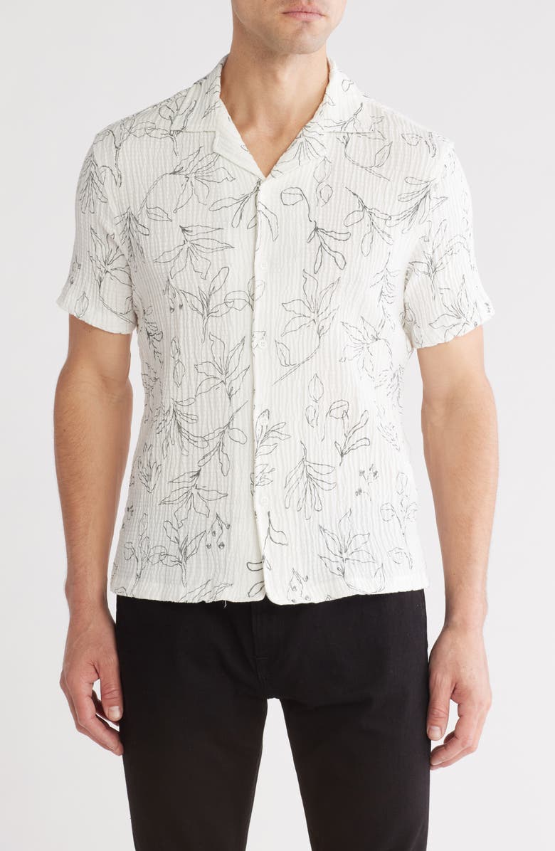 DENIM AND FLOWER Textured Gauze Short Sleeve Shirt, Main, color, 