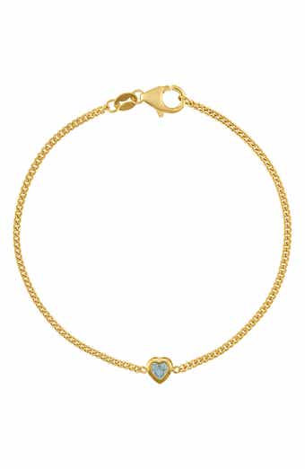 FZN 14K Gold Over Silver Gemstone Heart Charm Bracelet