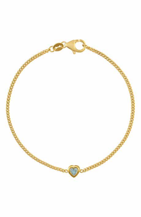 FZN 14K Gold Over Silver Gemstone Heart Charm Bracelet