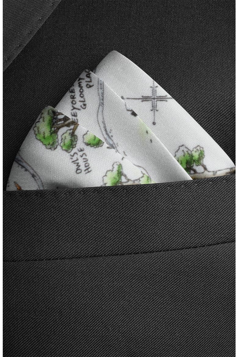 Winnie the Pooh Map Silk Pocket Square, Alternate, color, WHITE