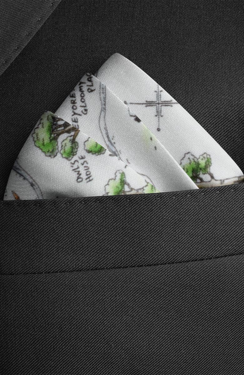 Cufflinks, Inc. Winnie the Pooh Map Silk Pocket Square, Alternate, color, White