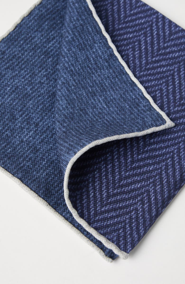 Brunello Cucinelli Chevron pocket square, Alternate, color, Navy Blue