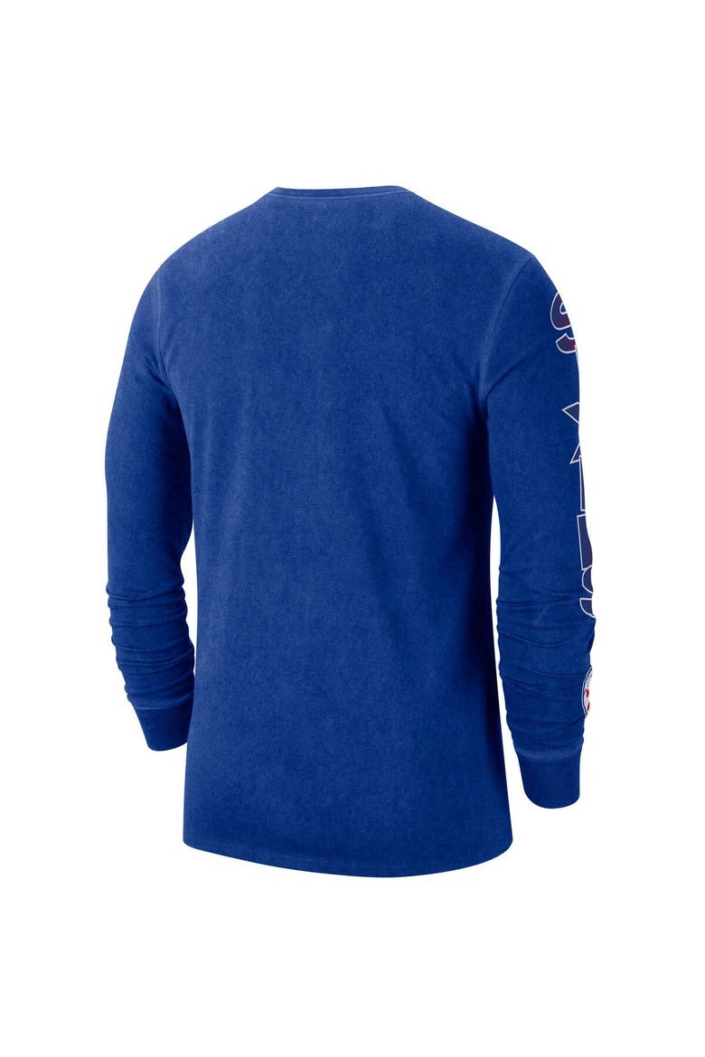 Men's Nike Royal Philadelphia 76ers Courtside Retro Elevated Long Sleeve T-Shirt, Alternate, color, Royal