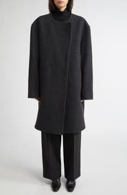 TOTEME Collarless Felted Wool Blend Coat