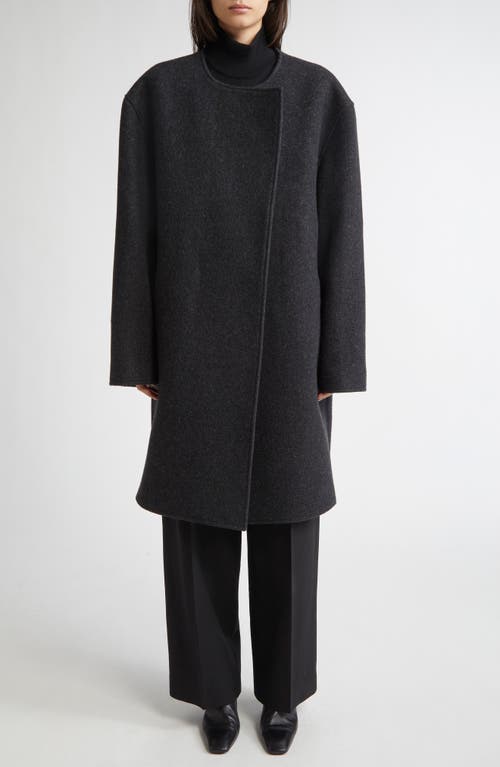Totême Toteme Collarless Felted Wool Blend Coat In Black