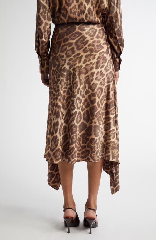 Stella Mccartney Leopard Print Handkerchief Hem Midi Skirt In Multicolor Brown