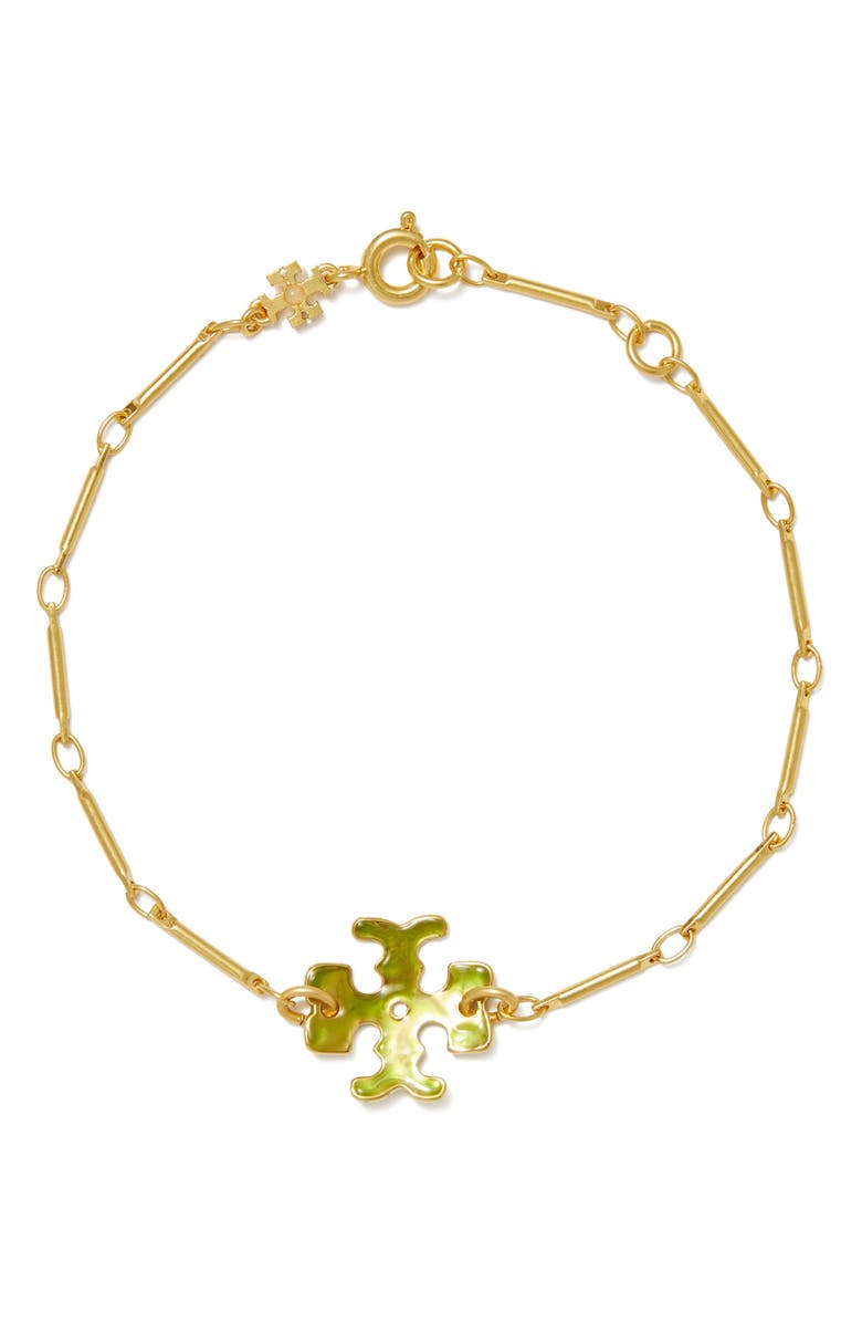 Tory Burch Roxanne Abstract Charm Thin Chain Bracelet, Main, color, 