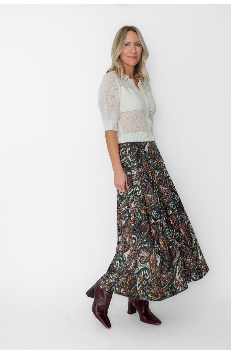 West Of Veronique Ankle Skirt, Alternate, color, Emilie Ikat Paisley