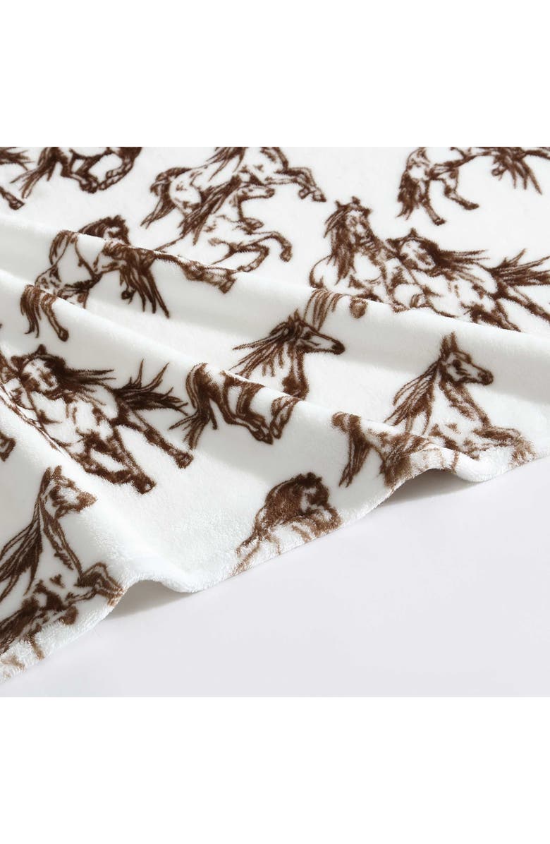 Wrangler Mustang Horses Plush Fleece Blanket, Alternate, color, Dark Brown