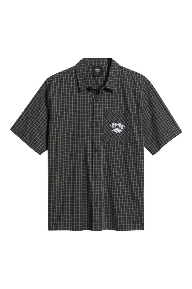 Liquid Trips Check Short Sleeve Button-Up Shirt, Alternate, color, WASHED BLACK