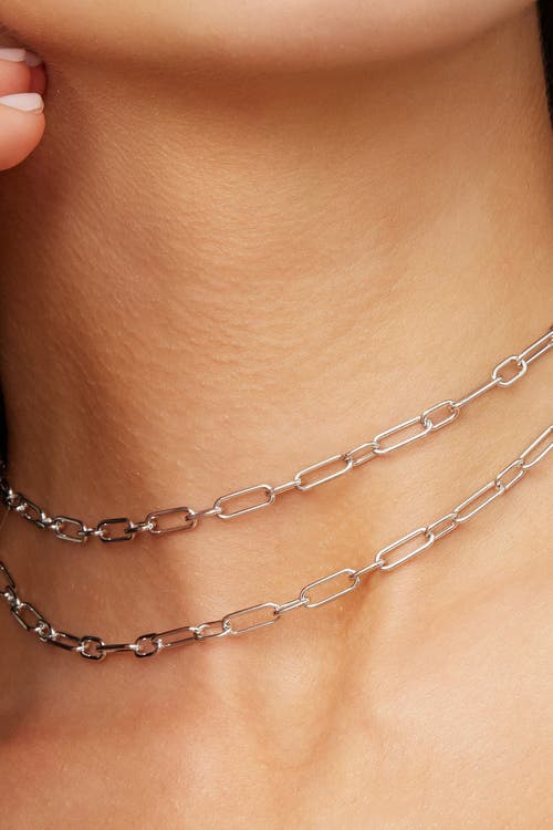 Oradina Sterling Silver Rhythm Link Chain Necklace In Silver