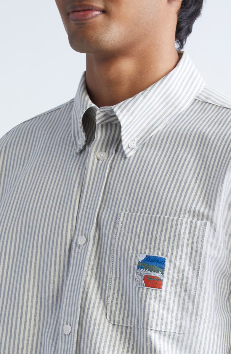 PALMES Deuce Stripe Organic Cotton Oxford Button-Down Shirt, Alternate, color, Blue Stripe