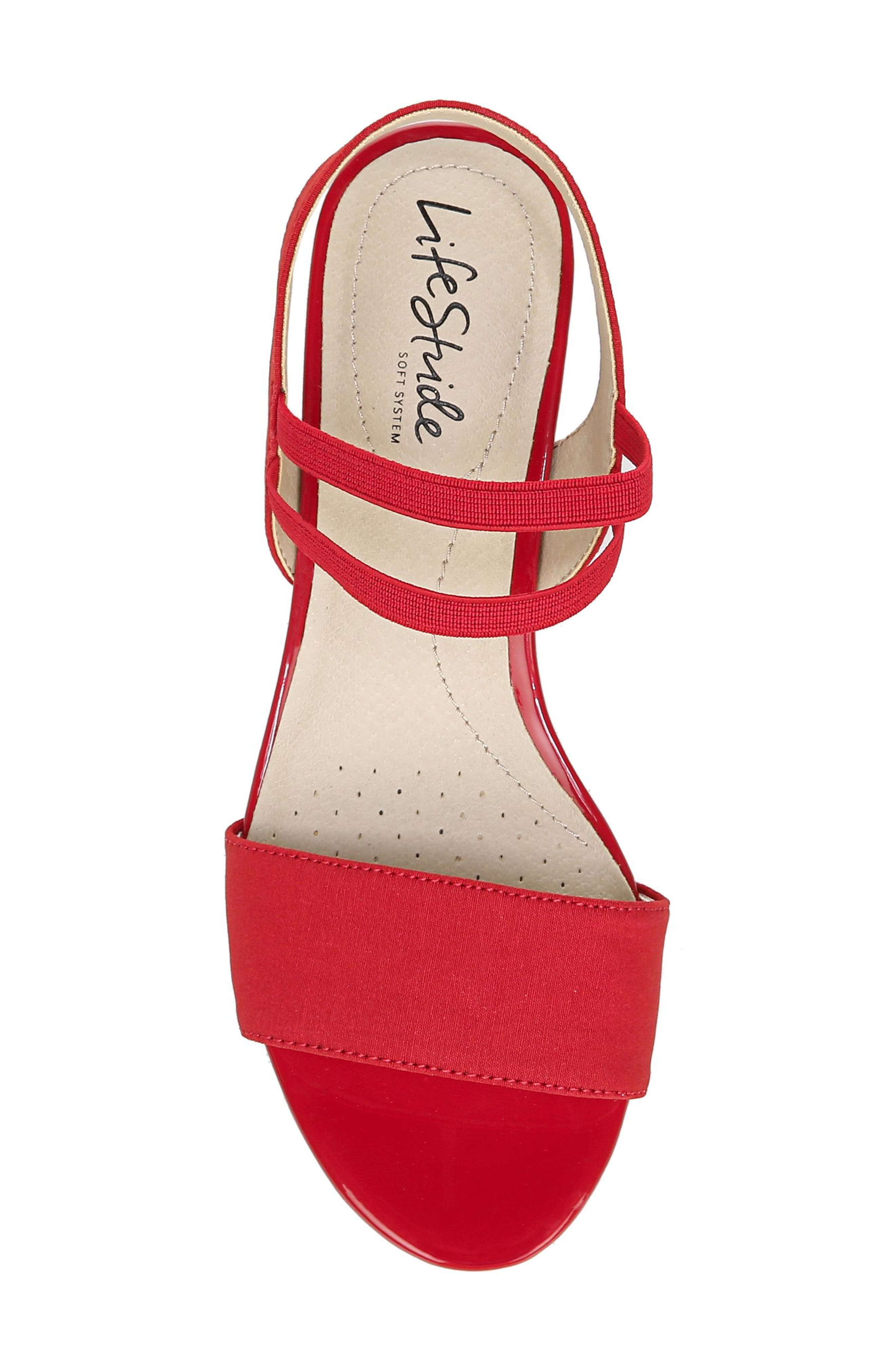 LifeStride SHOES Yolo Wedge Sandal, Alternate, color, Red