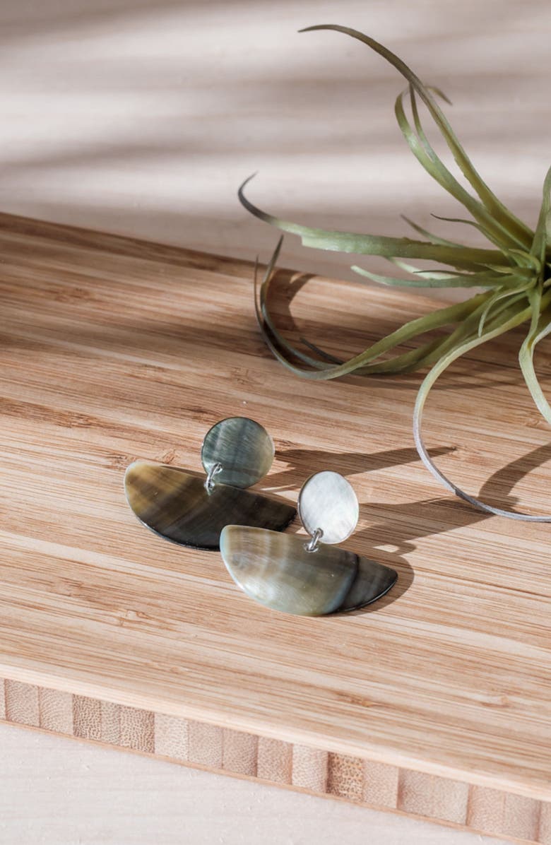 LIKHA Mother-of-Pearl Geometric Coin Stud Earrings, Alternate, color, Black