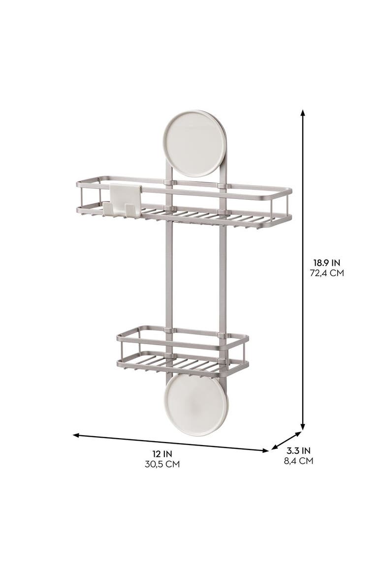 Self-Adhesive Shower Caddy with Razor Holder - Satin, Alternate, color, Satin