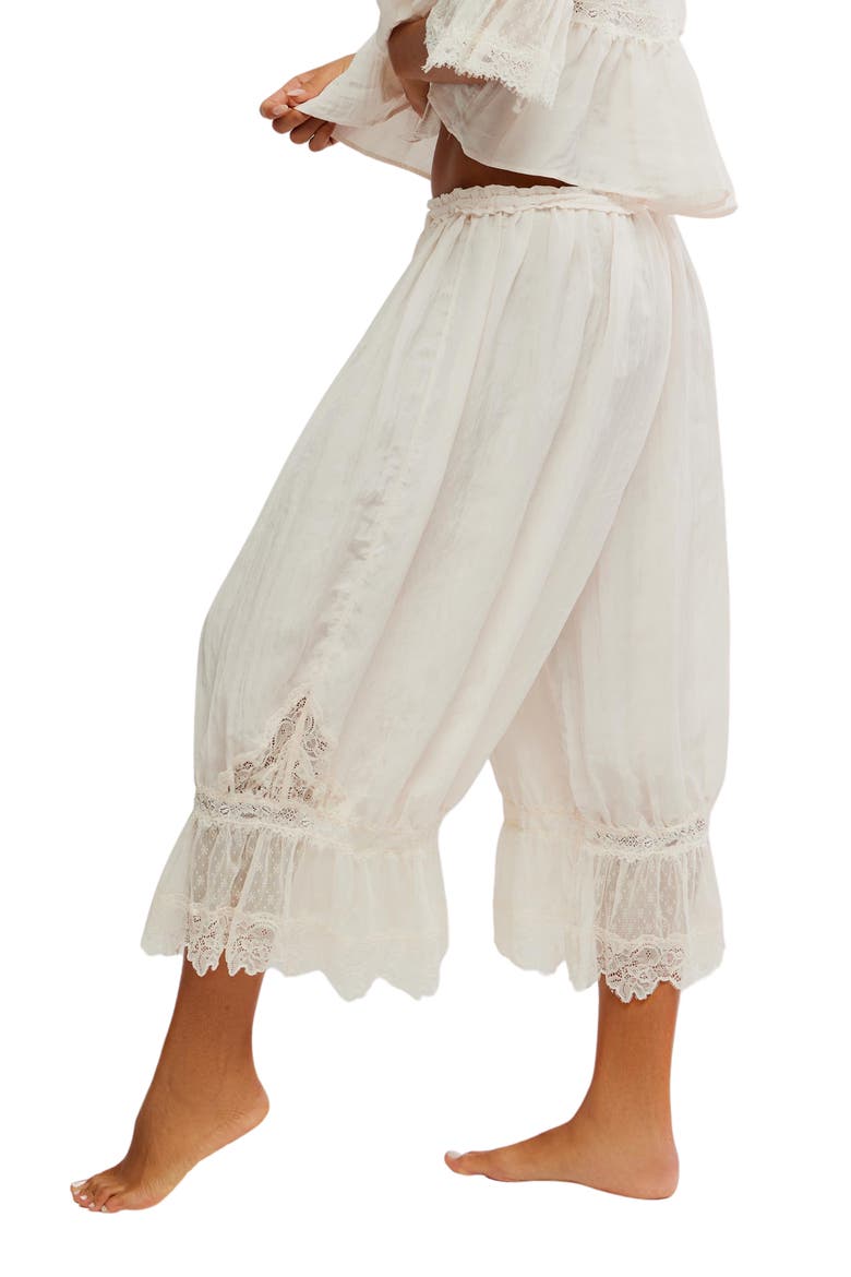 Forever Young Lace Trim Wide Leg Crop Pajama Pants, Alternate, color, WHITE ALYSSUM