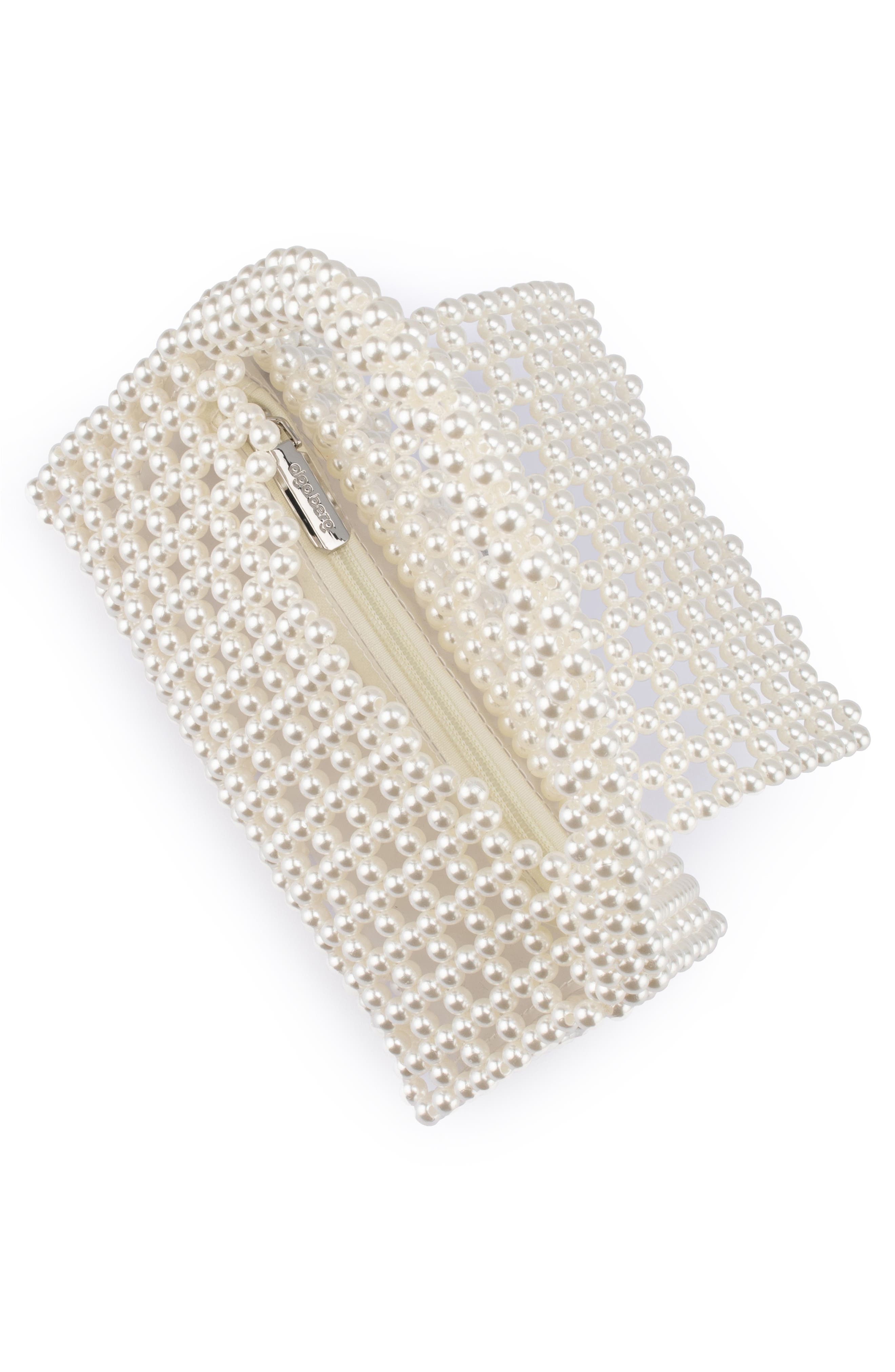 Olga Berg Amrita Faux Pearl Top Handle Bag, Alternate, color, Pearl