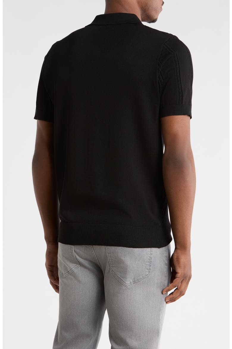 Slim Fit Johnny Collar Polo Sweater, Alternate, color, BLACK