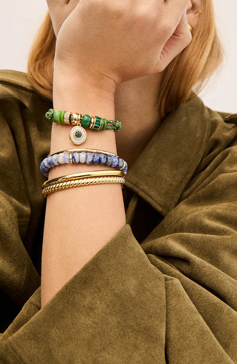 BaubleBar Eye Candy Evil Eye Paracord Bracelet, Alternate, color, Green
