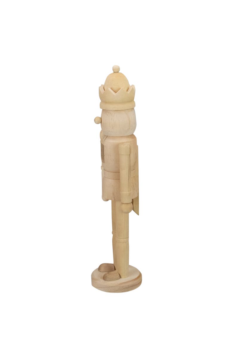 Northlight 14.75" Unfinished Paintable Wooden Christmas Nutcracker with a Crown, Alternate, color, Ivory