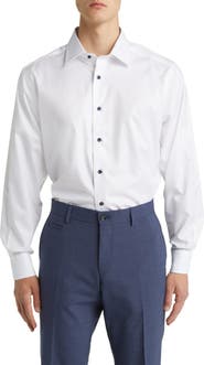 David Donahue Trim Fit Super Fine Twill Dress Shirt