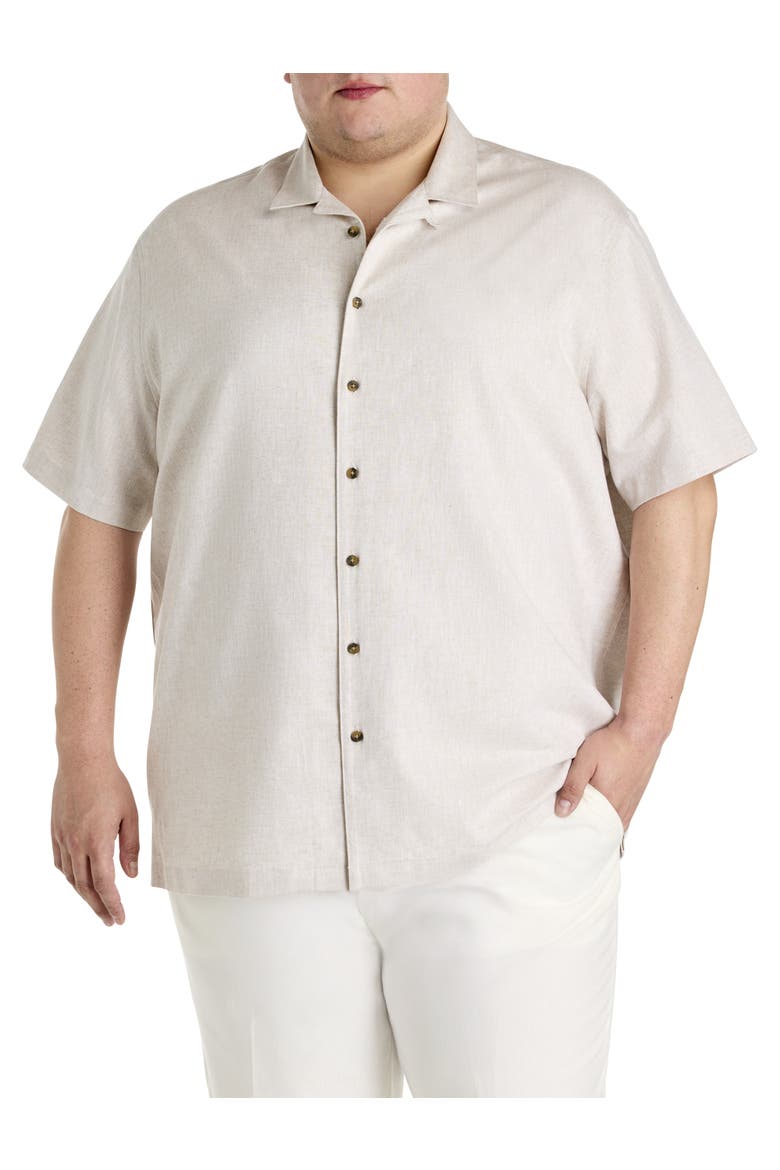 Big & Tall Linen-Blend Sport Shirt, Main, color, NATURAL LINEN