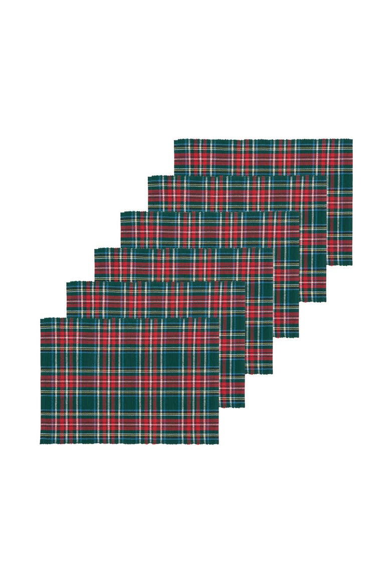 Weston Plaid Placemats Set 6, 13" x 19", Alternate, color, Red