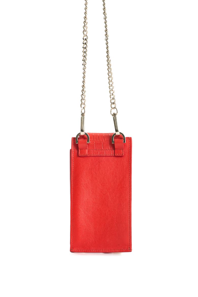 Serpia Embossed Leather Phone Holder, Alternate, color, Red