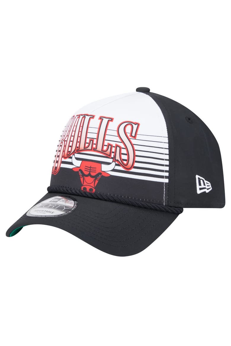Men's New Era Black Chicago Bulls Throwback Gradient A-Frame 9FORTY Adjustable Hat, Main, color, Black