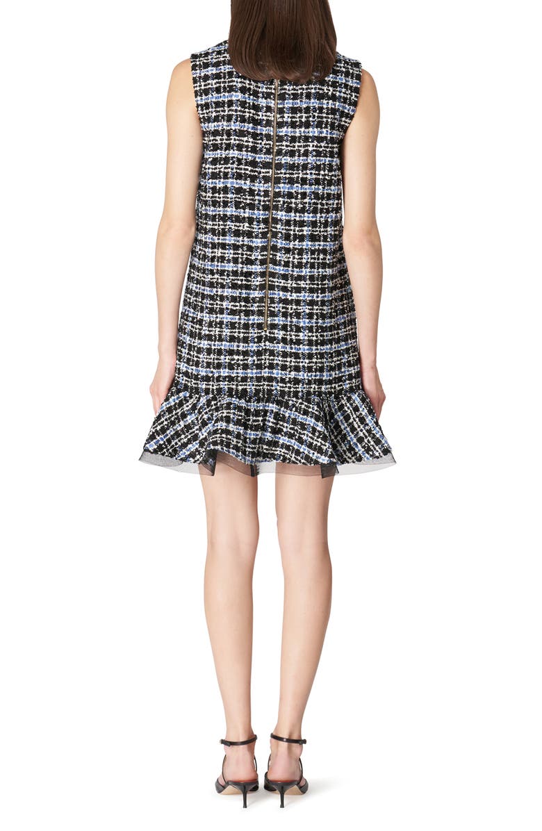 Carolina Herrera Ruffle Hem Tweed Shift Dress, Alternate, color,