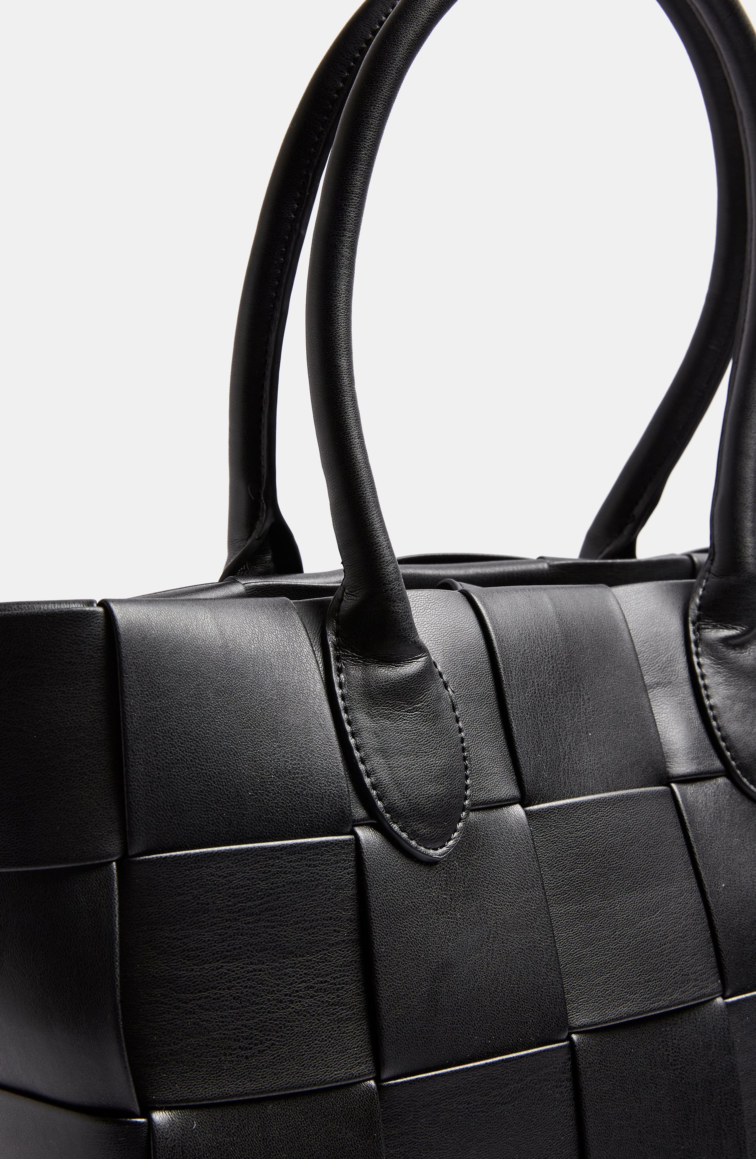 Topshop Weave Faux Leather Tote, Alternate, color, 